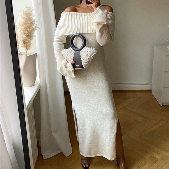 Nwt Cult Gaia Mariel Knit Dress In Off 